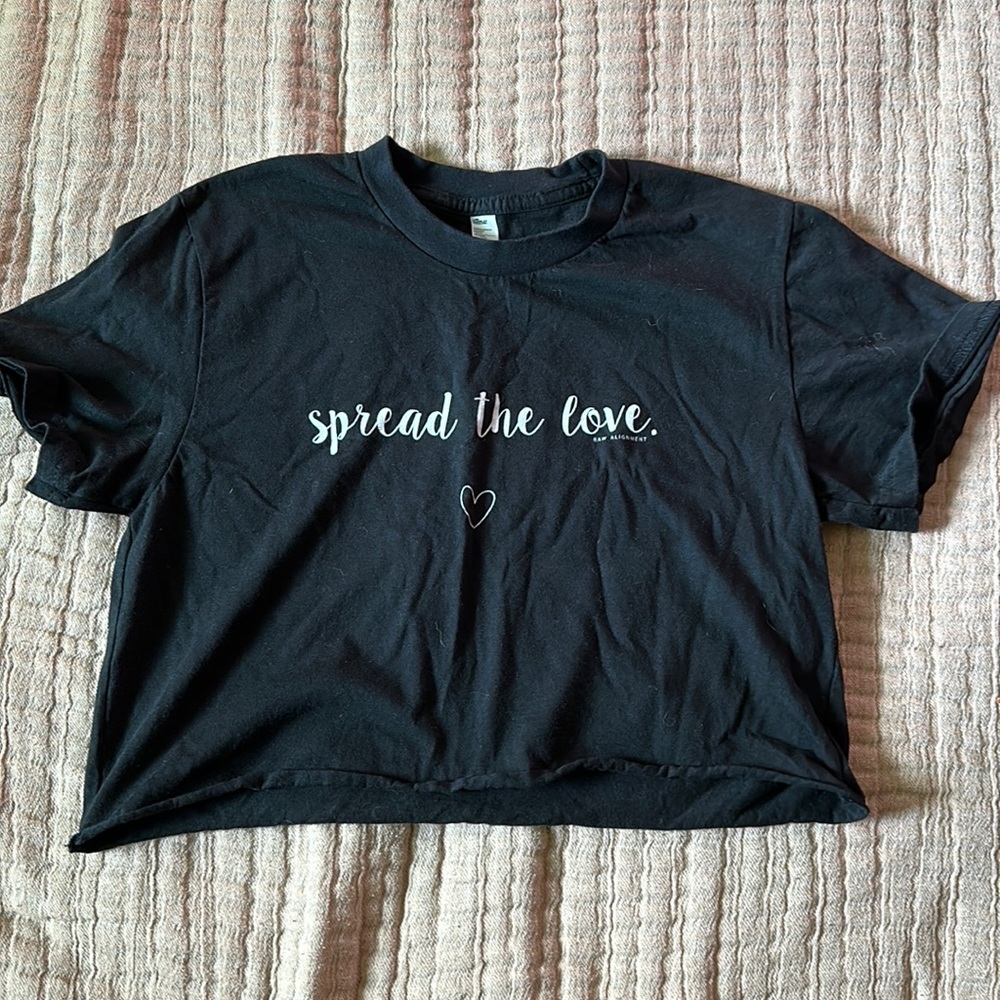 Spread The Love- Raw Alignment Cropped Tee